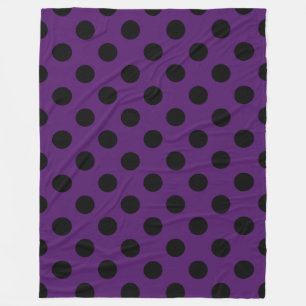 Couverture Polaire Pois noirs sur prune violette