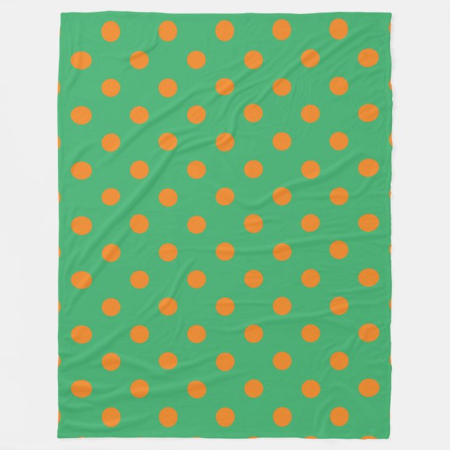 Couverture Polaire Pois orange sur vert (Devant)