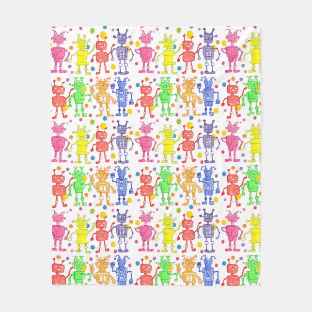 Couverture Polaire Pois Rainbow Robots (Devant)