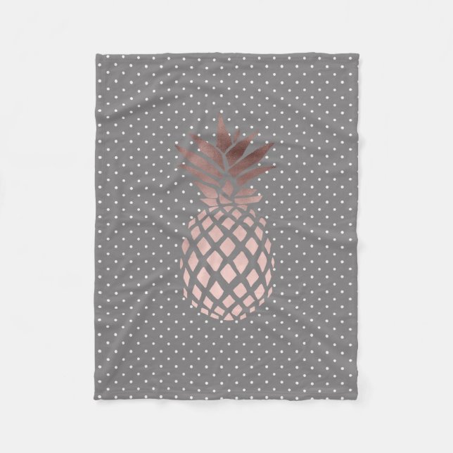 Couverture Polaire pois rose d'ananas d'or de poussin élégant (Devant)