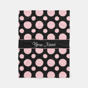 Couverture Polaire Pois rose sur l'arrière - plan noir