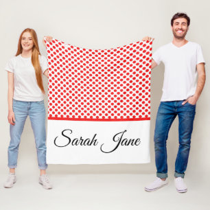 Couverture Polaire Pois rouge blanc classique Nom personnalisé