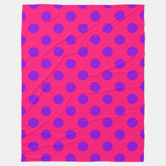 Couverture Polaire Pois violets sur cerise (Devant)