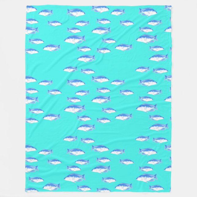 Couverture Polaire Poisson bleu turquoise (Devant)