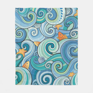 Couverture Polaire Poisson parmi les Motifs des vagues
