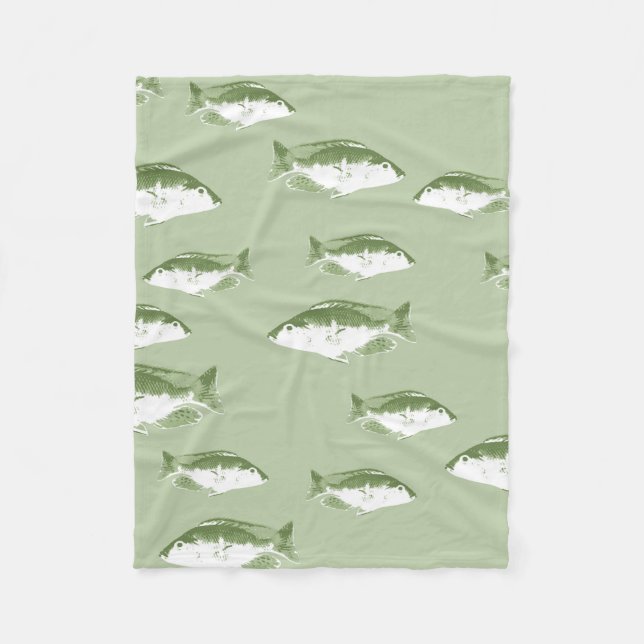Couverture Polaire Poisson vert olive (Devant)