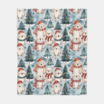 Polar Bears Winter Fleece Blanket | Hats & Scarves