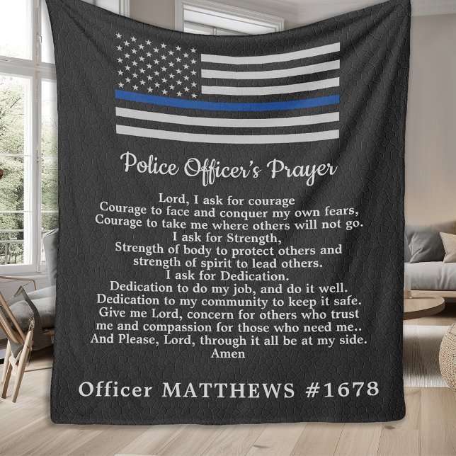 Couverture Polaire Police Officier Prière Faux Cuir Mince Ligne Bleue (Créateur téléchargé)