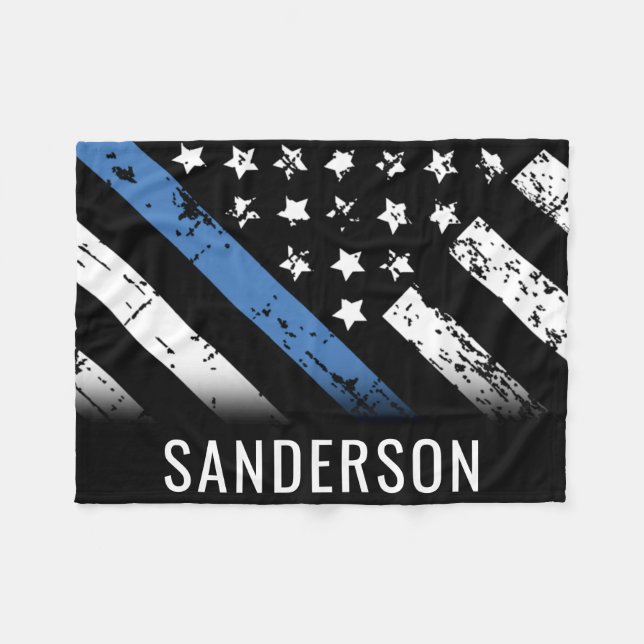 Couverture Polaire Police personnalisée Mince Ligne bleue Officier am (Devant (Horizontal))