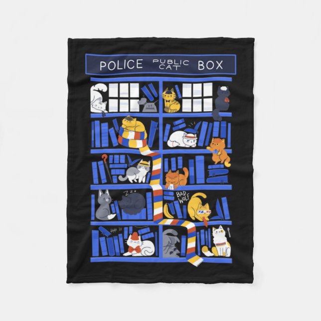 Couverture Polaire Police Public Cat Box Funny Kitten Cat Doctor Libr (Devant)