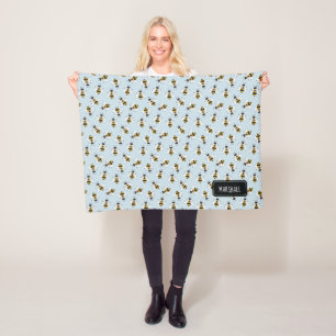 Couverture Polaire Police Rustic Bee Baby Boy avec nom personnalisé