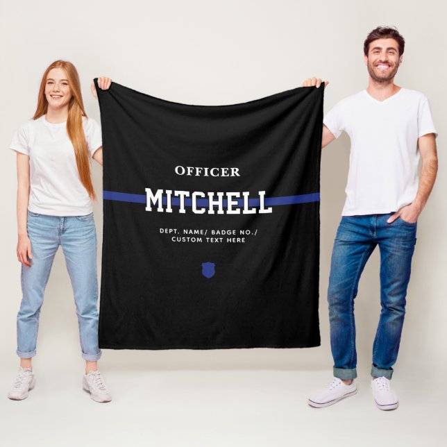 Couverture Polaire Policier personnalisé Ligne Bleue Mince (En situation)