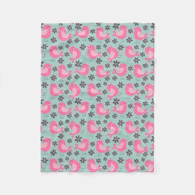 Couverture Polaire Polka Dot Birds and Flowers (Devant)