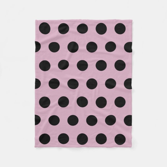 Couverture Polaire Polka Dot Blanche Toison (Rose et Noir) (Devant)