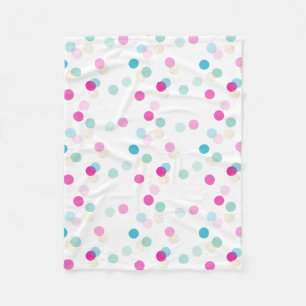 Couverture Polaire POLKA DOT jolie motif rose aqua fille en pépinière