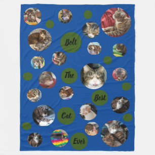 Couverture Polaire Polka Dot Pet Photo Keepsaké bleu polaire Blanche
