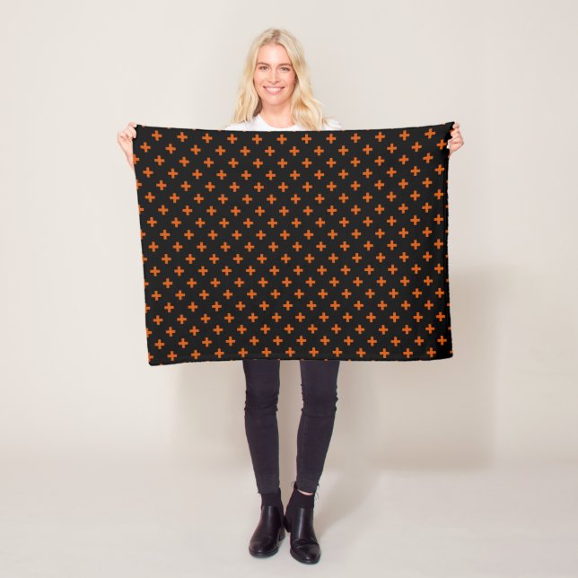 Couverture Polaire Polka orange croise sur noir (En situation)