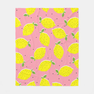 Couverture Polaire Polka rose citron chaotique : Motif d'agrumes