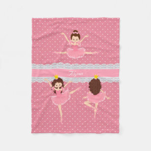 Couverture Polaire Polkadot dentelle rose Ballerina Motif Enfants