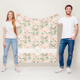 Couverture Polaire Polkadot rose floral rustique
