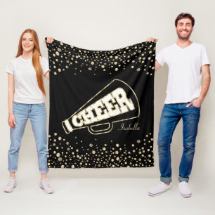 Couverture Polaire Pom-pom girl - Dots d'or et noir