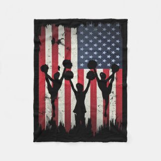 Couverture Polaire Pom-Pom Girls Usa Drapeau Américain 4 Juillet Chee