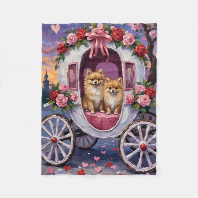 Couverture Polaire Pomeranian Dog Valentine's Day  (Devant)