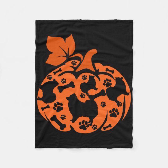 Couverture Polaire Poméraniens Forme Citrouille mignonne Halloween Th (Devant)
