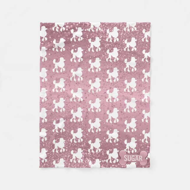 Couverture Polaire Poodé sur Parties scintillant rose (Devant)