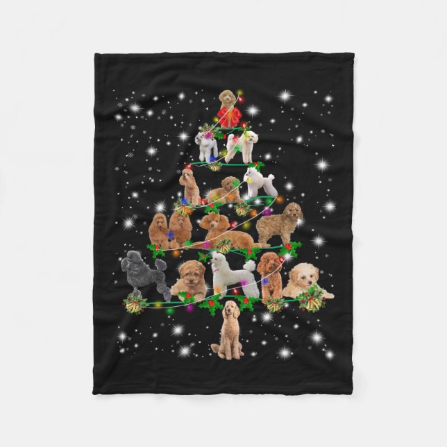 Couverture Polaire Poodle Arbre De Noël Couvert De Lampe De Feu (Devant)