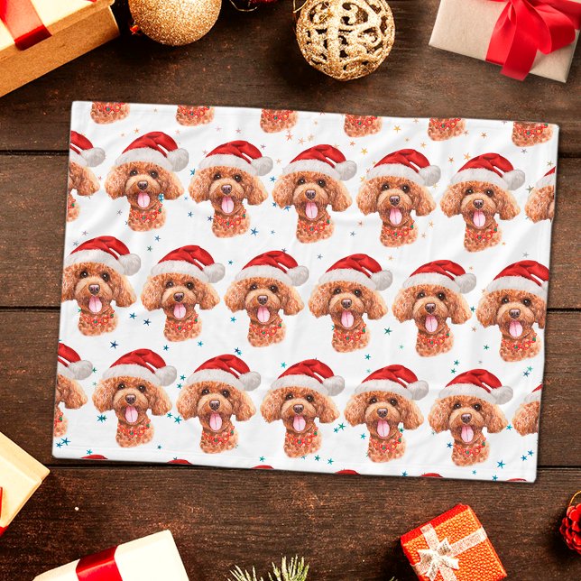 Couverture Polaire Poodle Chien race Étoiles de Noël (Créateur téléchargé)