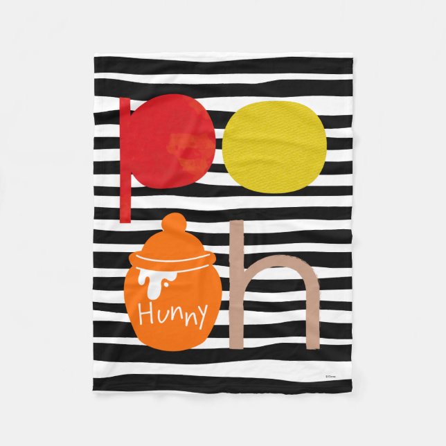 Couverture Polaire Pooh | Aquarelle avec Pot Hunny (Devant)