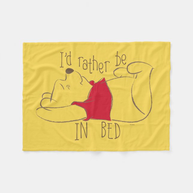 Couverture Polaire Pooh | Je préfère être au lit (Devant (Horizontal))