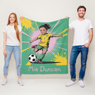 Couverture Polaire Pop Art Comic Girls Soccer Anniversaire fête cadea