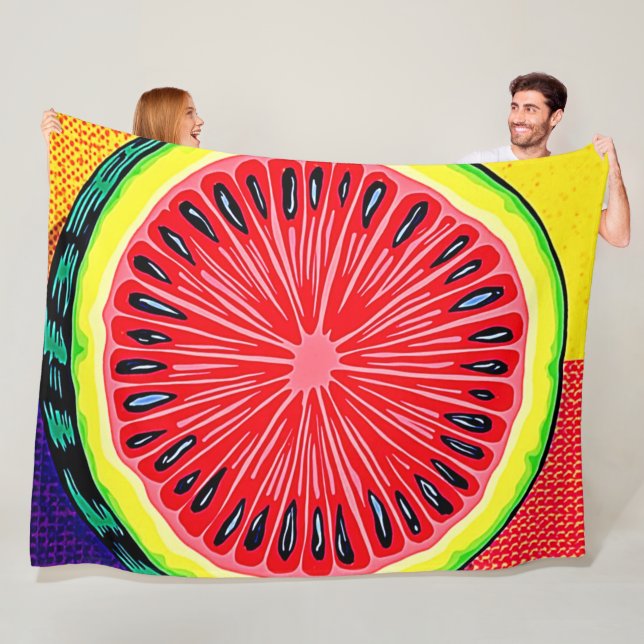 Couverture Polaire Pop Art de la pastèque (En situation)