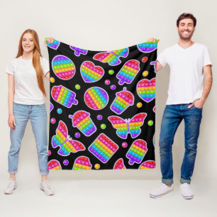 Couverture Polaire Pop it Rainbow Butterflies and Hearts