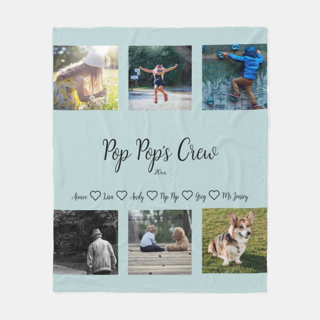 Couverture Polaire Pop Pop's Crew Custom 6 Photo Grid Toison Blanket (Devant)