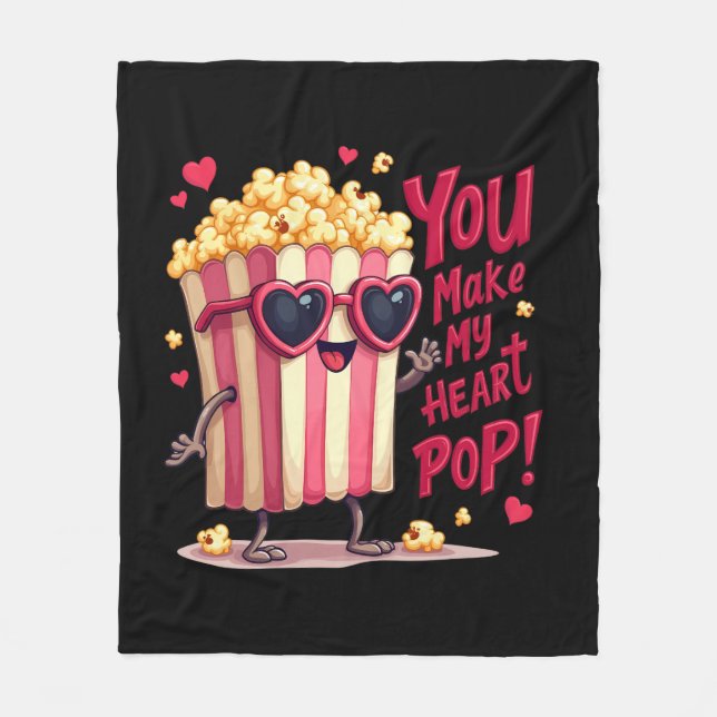 Couverture Polaire Popcorn Heart Pop Valentine Design (Devant)