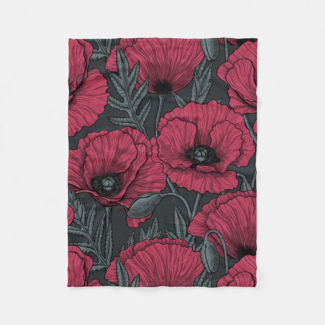 Couverture Polaire Poppies à Viva Magenta (Devant)