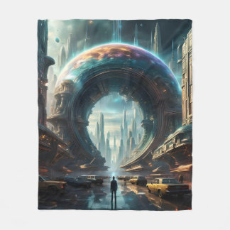 Couverture Polaire Portail futuriste de la planète Alien avec Porte m