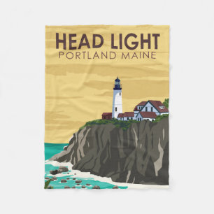 Couverture Polaire Portland Head Light Maine Art Vintage