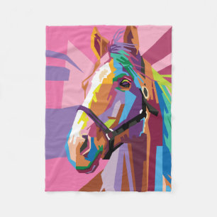 Couverture Polaire Portrait coloré de Pop Art Horse