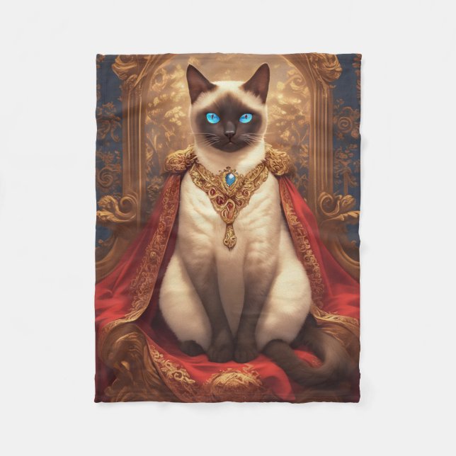 Couverture Polaire Portrait de chat majestueux Royal Siamese (Devant)