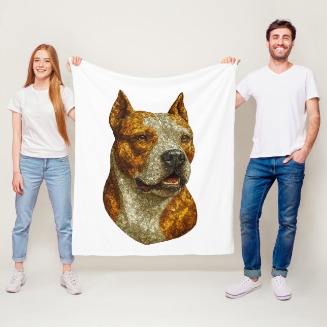 Couverture Polaire Portrait de chien Pitbull (En situation)
