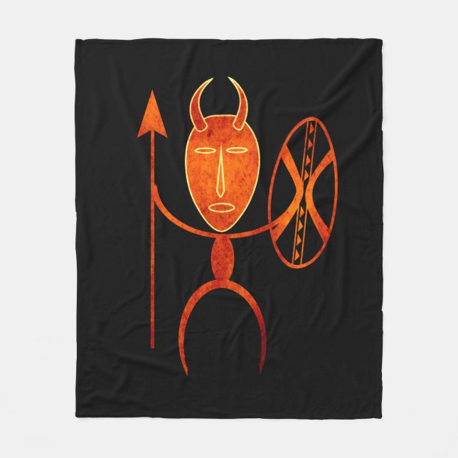 Couverture Polaire Portrait de guerrier tribal africain Abstrait (Devant)