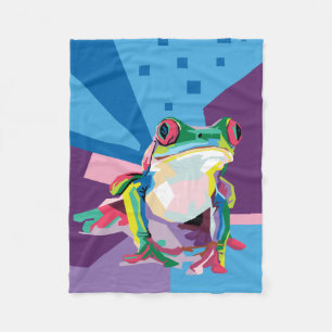 Couverture Polaire Portrait de la grenouille des arbres colorés