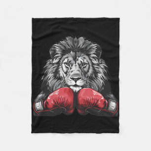 Couverture Polaire Portrait de lion de boxe motif faune amateur de ki