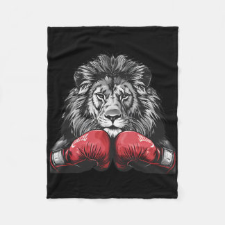 Couverture Polaire Portrait de lion de boxe motif faune amateur de ki