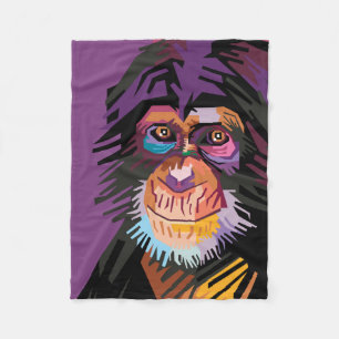 Couverture Polaire Portrait du singe de pop art coloré