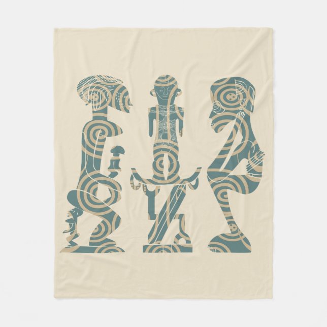 Couverture Polaire Portrait tribal africain Abstrait (Devant)